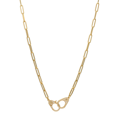 Foundrae 18K Yellow Gold Diamond Medium Clip Chain Sister Hook Necklace 1 of 4