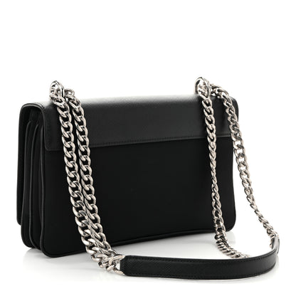Prada Saffiano Tessuto Nylon Chain Shoulder Bag Black 3 of 11