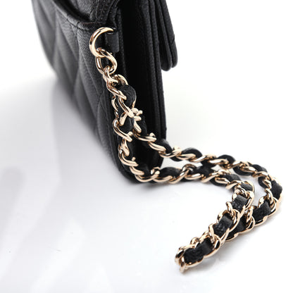 Chanel Caviar Quilted Flap Card Holder Chain Wristlet Black 11 of 12