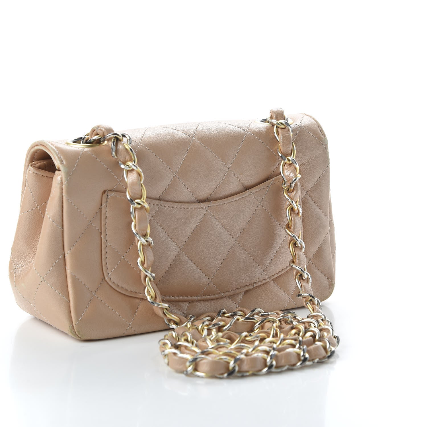 Chanel Lambskin Quilted Extra Mini Rectangular Flap Beige 3 of 10