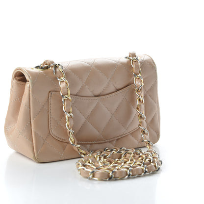 Chanel Lambskin Quilted Extra Mini Rectangular Flap Beige 3 of 10