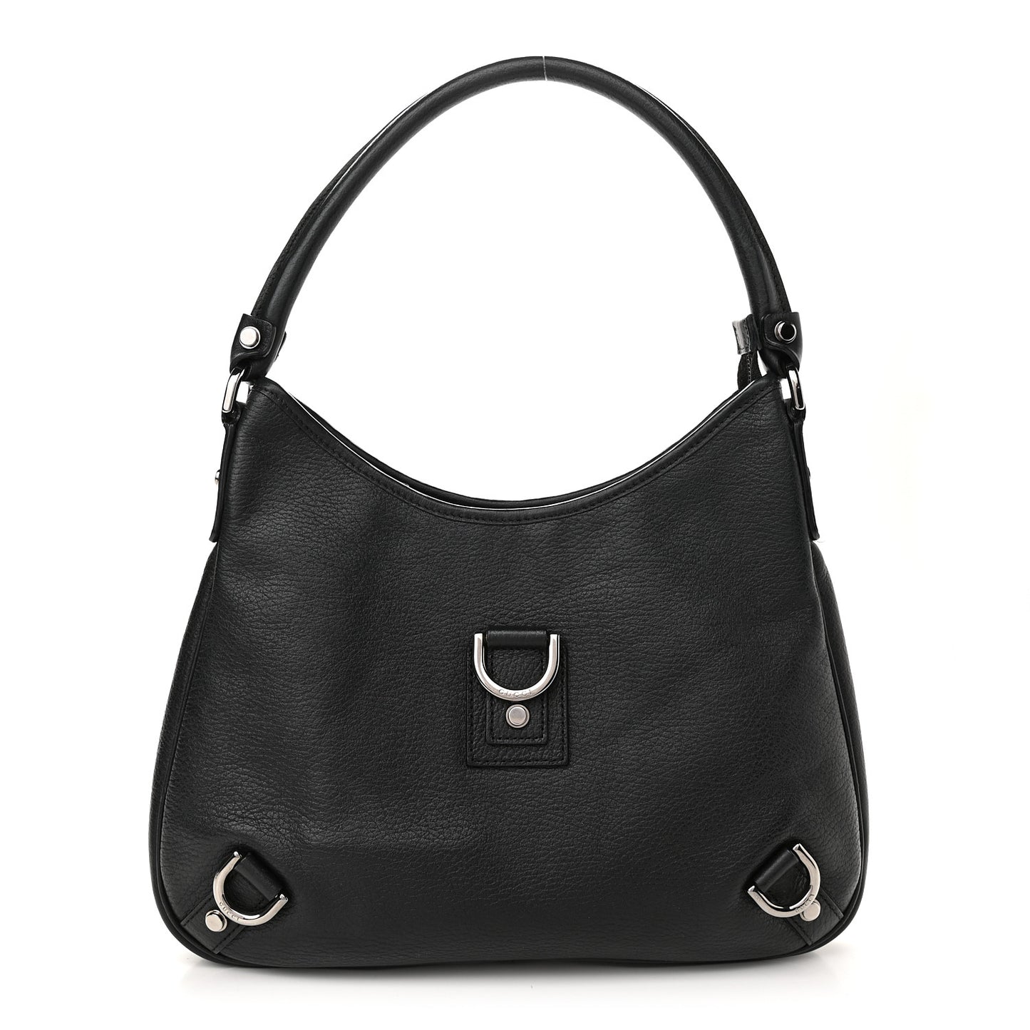 Calfskin Abbey D Ring Hobo Black