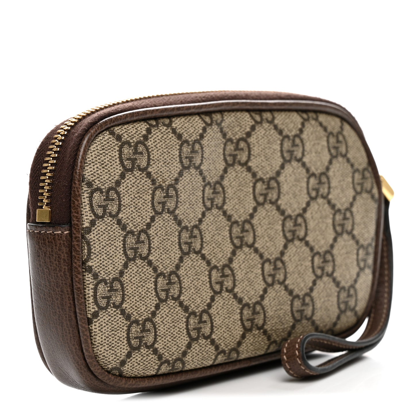 GG Supreme Monogram Ophidia Phone Case Wristlet Brown