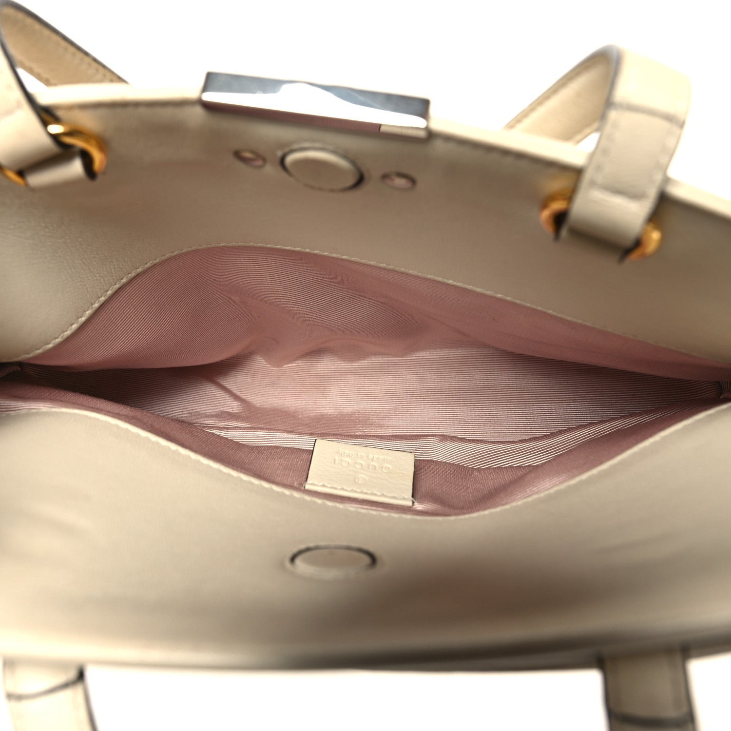 Gucci Lambskin Small Linea Matisse Top Handle Bag Mystic White 6 of 15