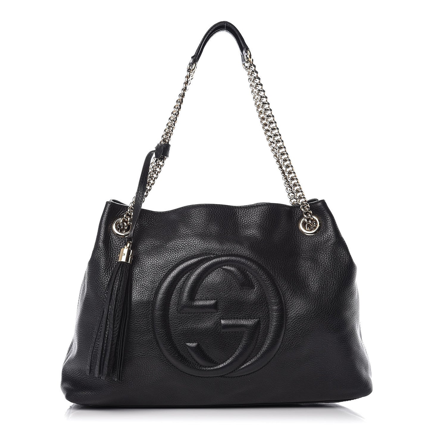 Pebbled Calfskin Medium Soho Chain Shoulder Bag Black