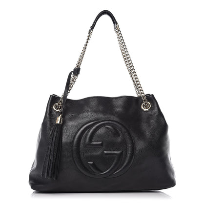 Gucci Pebbled Calfskin Medium Soho Chain Shoulder Bag Black 1 of 16