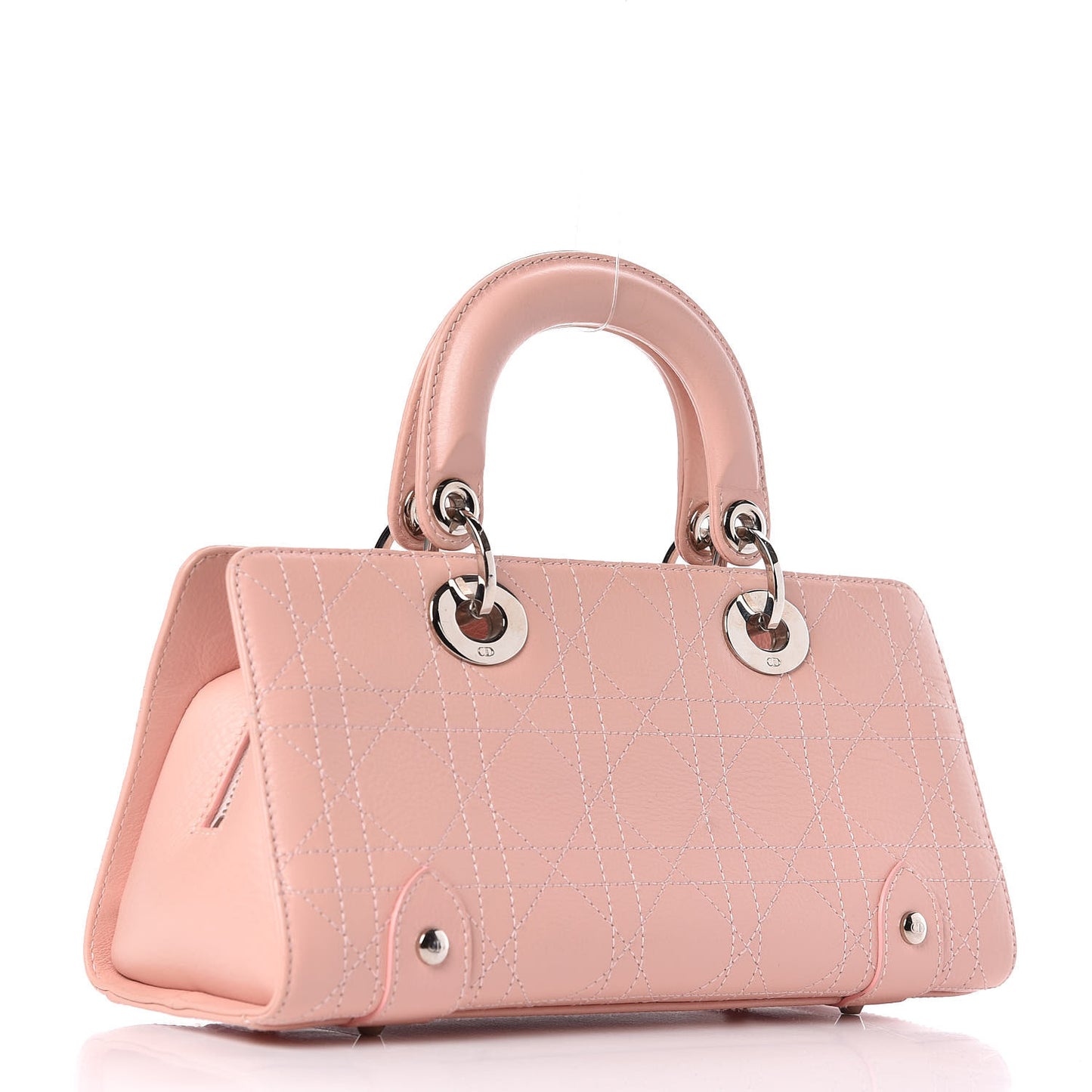 Calfskin Cannage Stitched Small East West Lady Dior Rose Clair