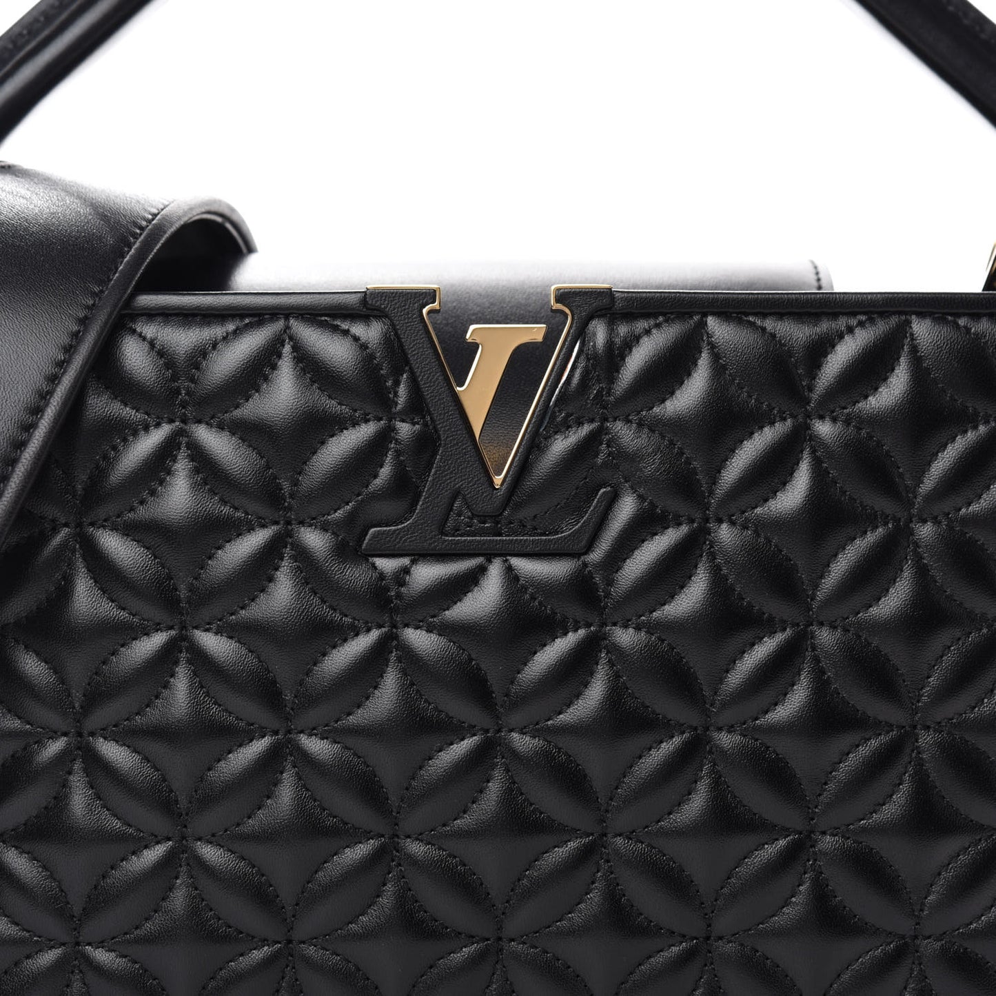Lambskin Quilted Flower Capucines PM Black
