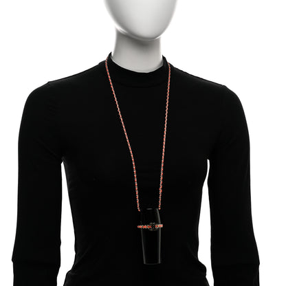 Chanel Resin Lambskin Chain CC Lipstick Case Necklace Black Pink 2 of 6