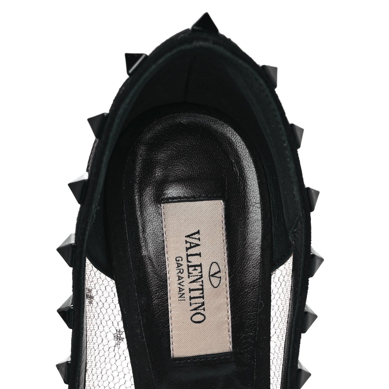 Valentino Garavani Mesh Point d'Esprit Calfskin Rockstud 85mm Pumps 39 Black 7 of 8