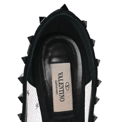 Valentino Garavani Mesh Point d'Esprit Calfskin Rockstud 85mm Pumps 39 Black 7 of 8