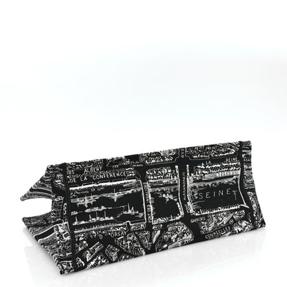 Christian Dior Canvas Embroidered Large Plan De Paris Book Tote Black White 5 of 14