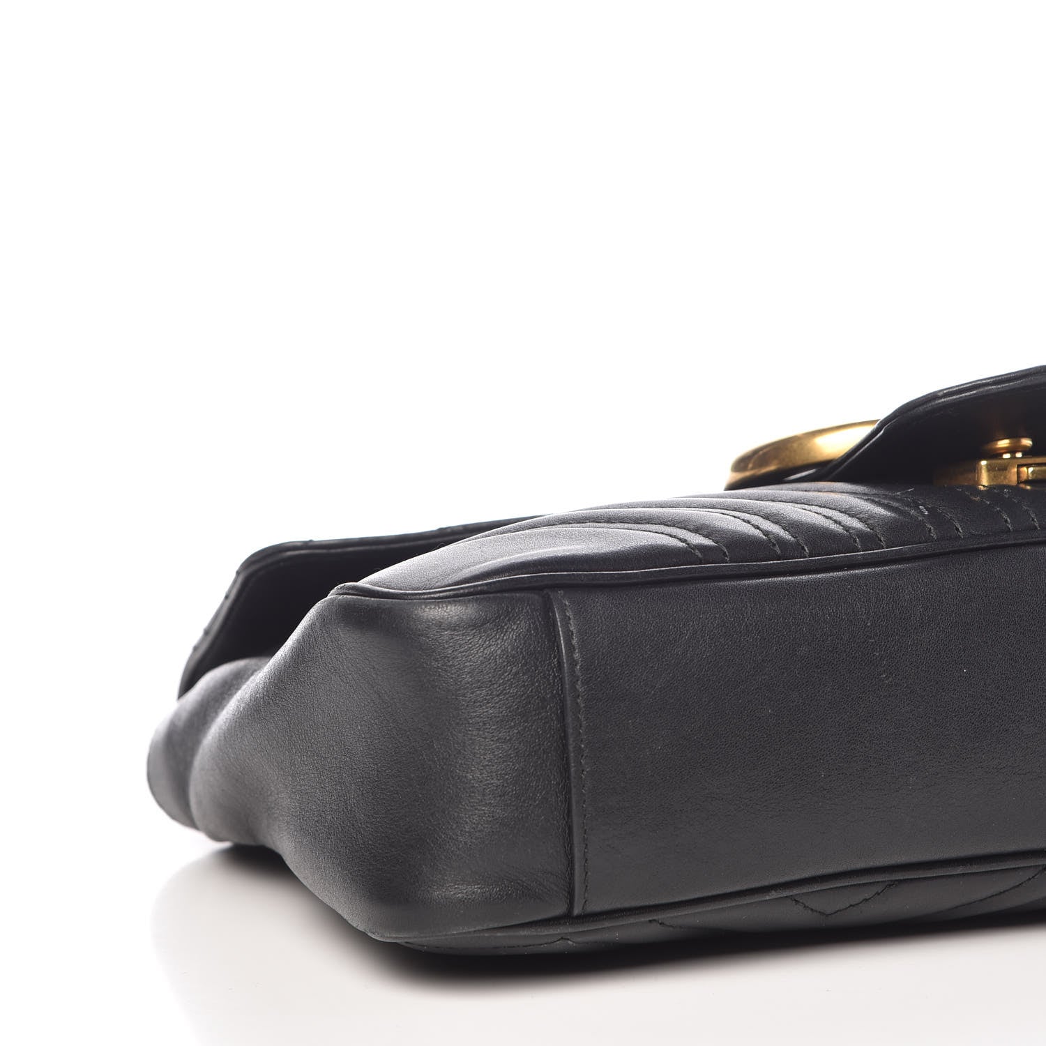 Gucci Calfskin Matelasse Medium GG Marmont Shoulder Bag Black 6 of 14