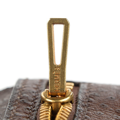 Hermes Ostrich Bearn Wallet Chocolate 3 of 12