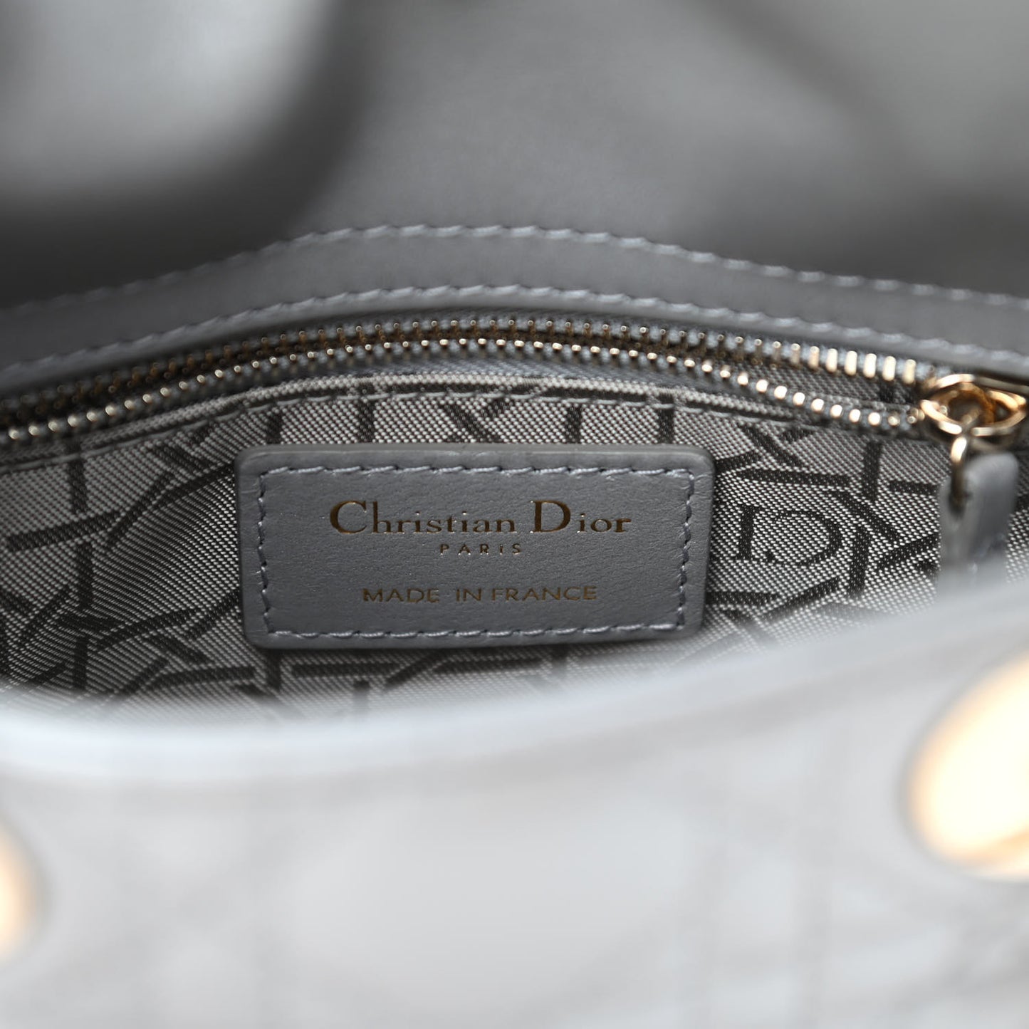 Lambskin Cannage Mini Lady Dior Gray Opaline