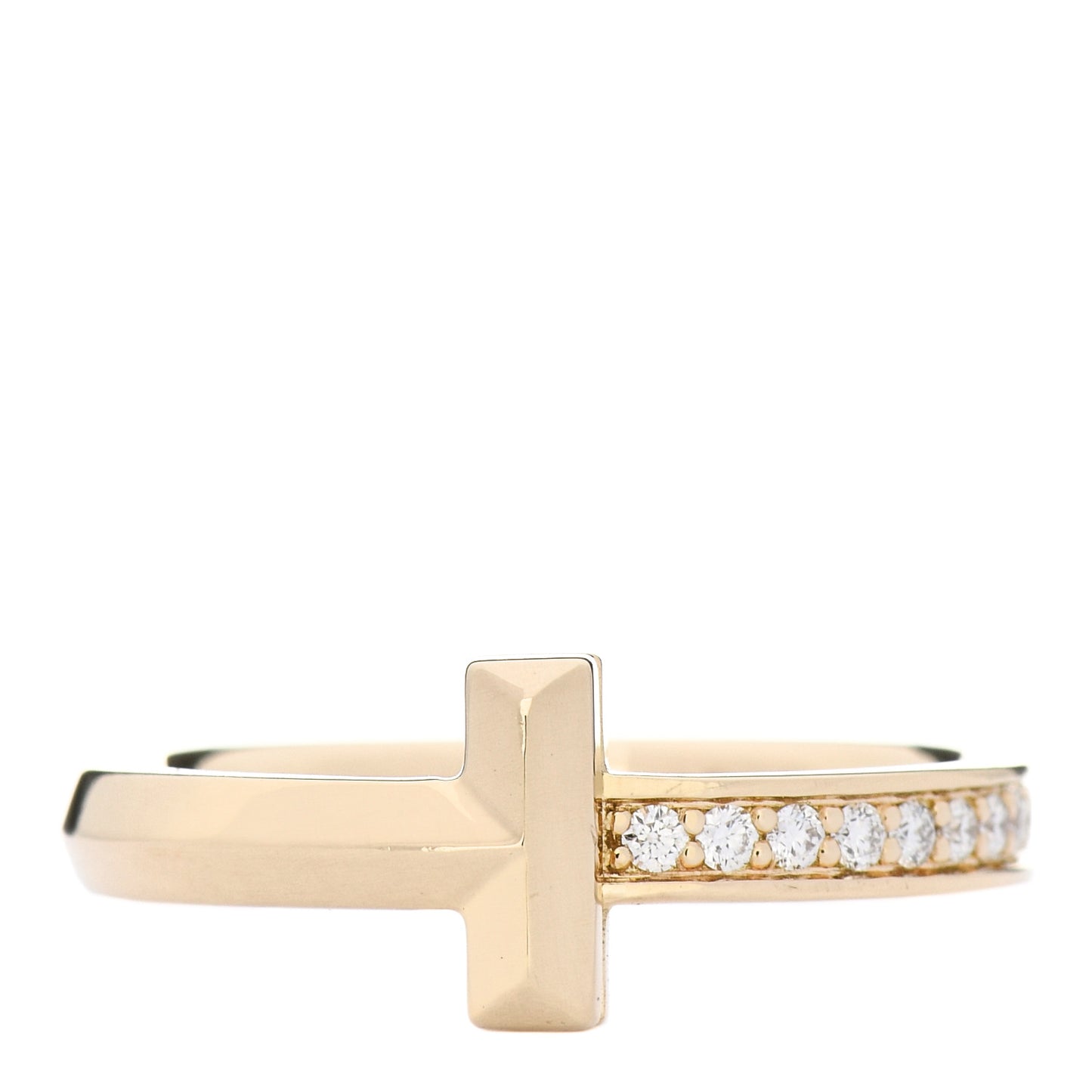 18K Yellow Gold Diamond T T1 Ring 49 5