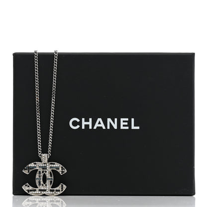 Chanel Crystal Pearl Tweed Effect CC Necklace Blue White 6 of 6