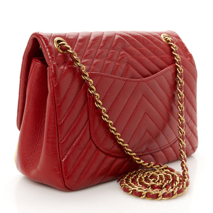 Chanel Calfskin Chevron Quilted Mini Rock The Corner Flap Red 3 of 12