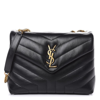 Saint Laurent Calfskin Y Quilted Monogram Small Loulou Chain Satchel Black 1 of 10