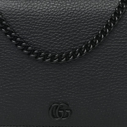 Gucci Dollar Calfskin Enamel Monochrome Mini GG Marmont Chain Wallet Black 8 of 12
