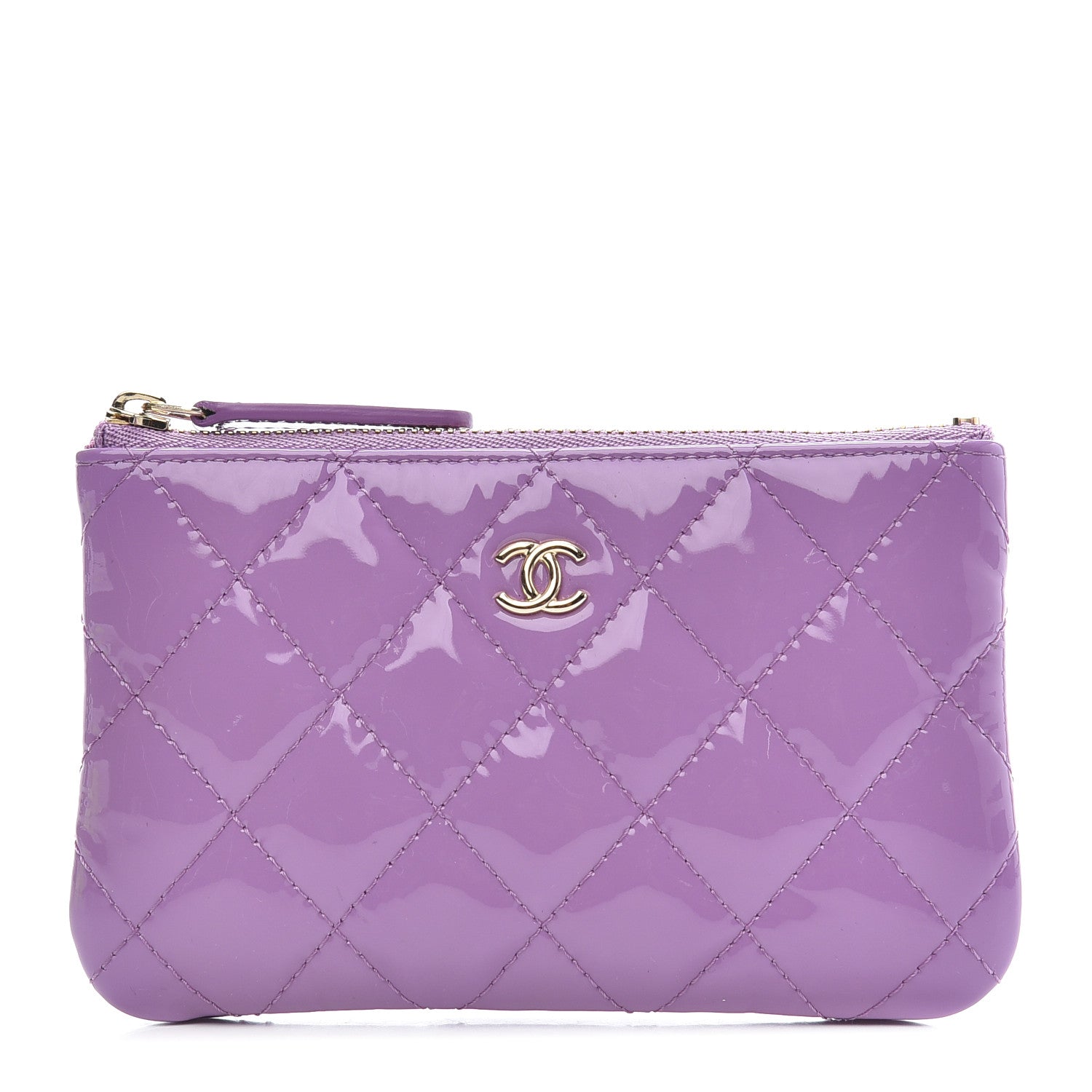 Chanel Patent Quilted Small Cosmetic Case Purple 1 of 8