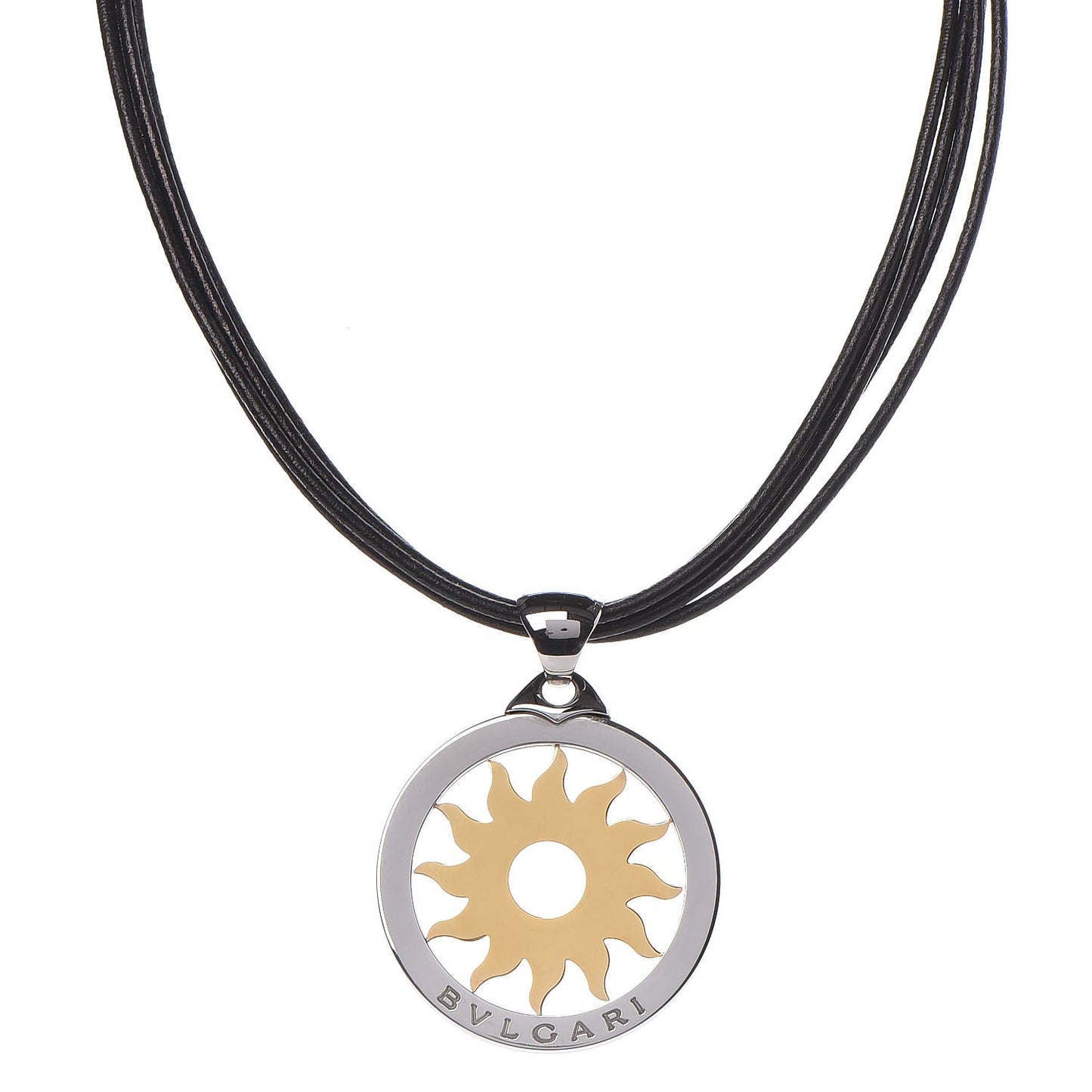 18K Yellow Gold Stainless Steel Tondo Sun Pendant Necklace