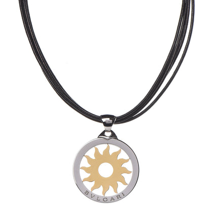 Bulgari 18K Yellow Gold Stainless Steel Tondo Sun Pendant Necklace 1 of 6