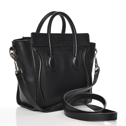 Celine Drummed Calfskin Nano Luggage Black 4 of 7
