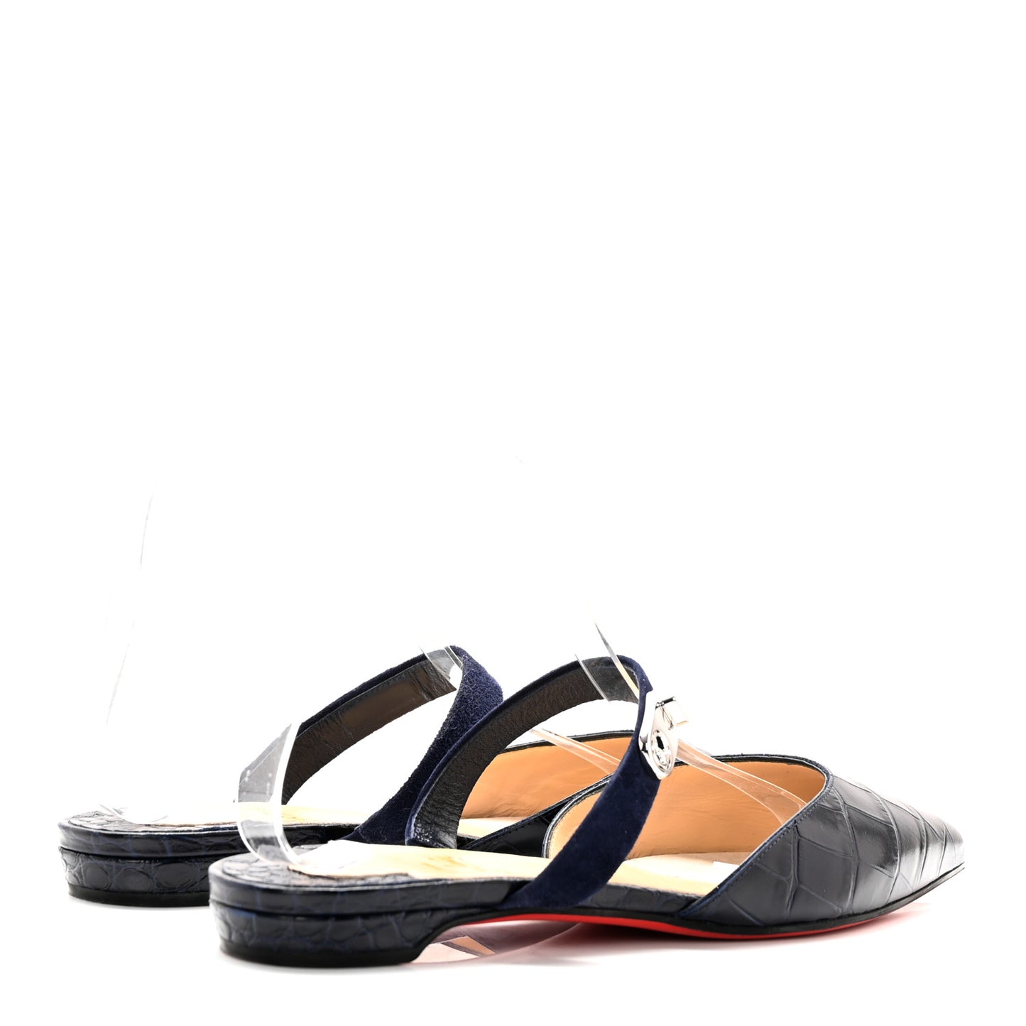 Calfskin Crocodile Embossed Choc Lock Flats 38 Obscur