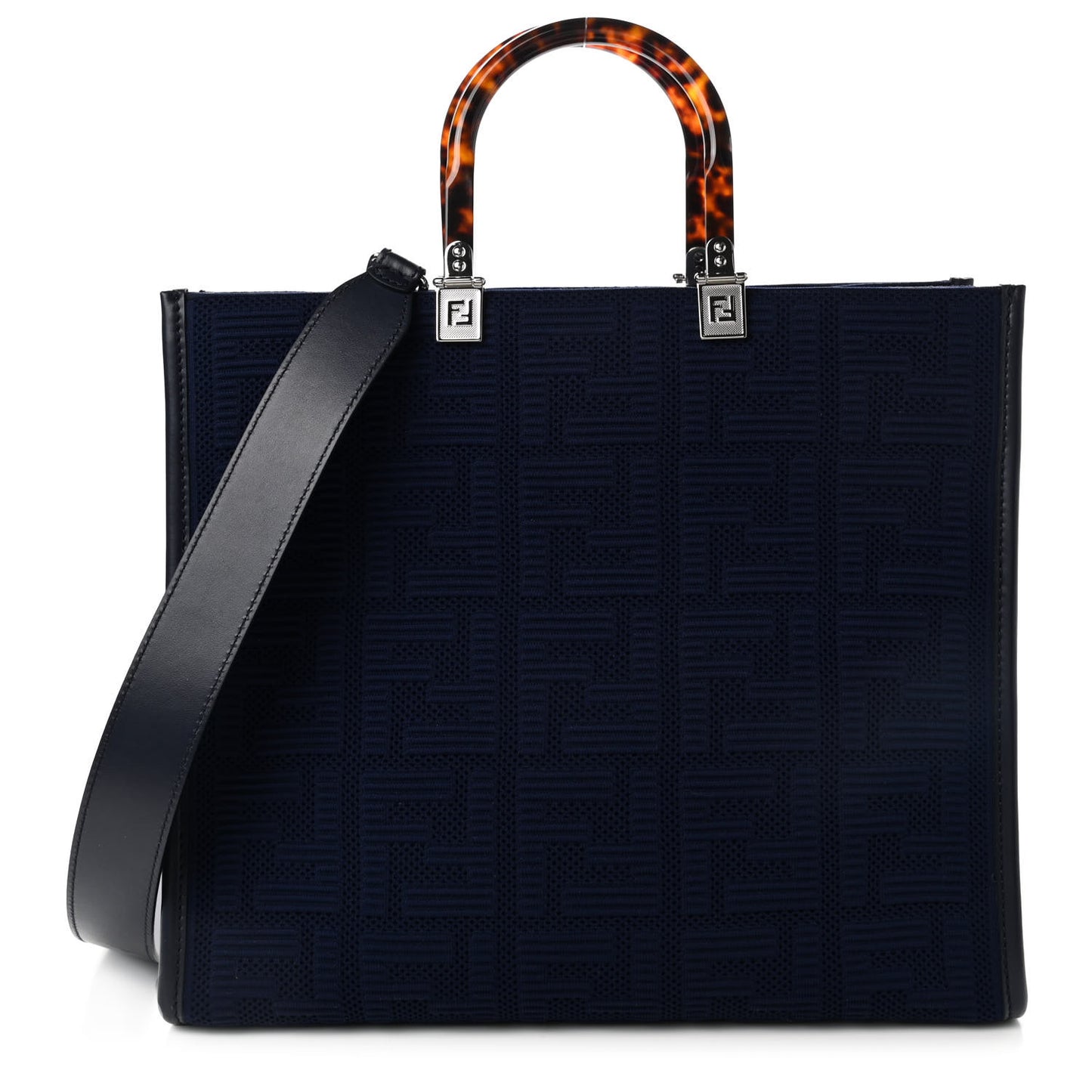 Technical Fabric Plexiglass FF Medium Fendi Sunshine Shopper Tote Marino