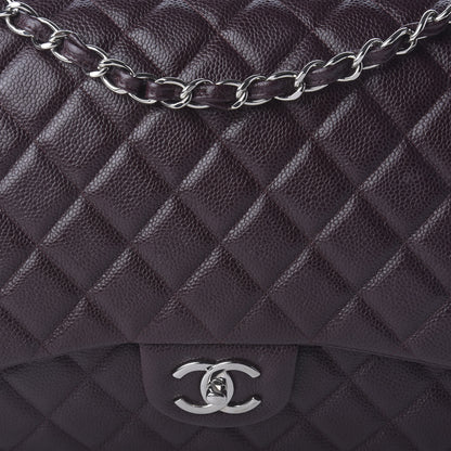 Chanel Caviar Quilted Maxi Double Flap Burgundy 10 of 13