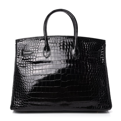 Hermes Shiny Porosus Crocodile Birkin 35 Black 4 of 34