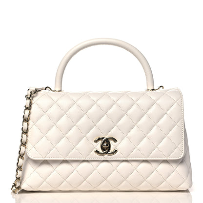 Chanel Caviar Quilted Small Coco Handle Flap White 1 of 10