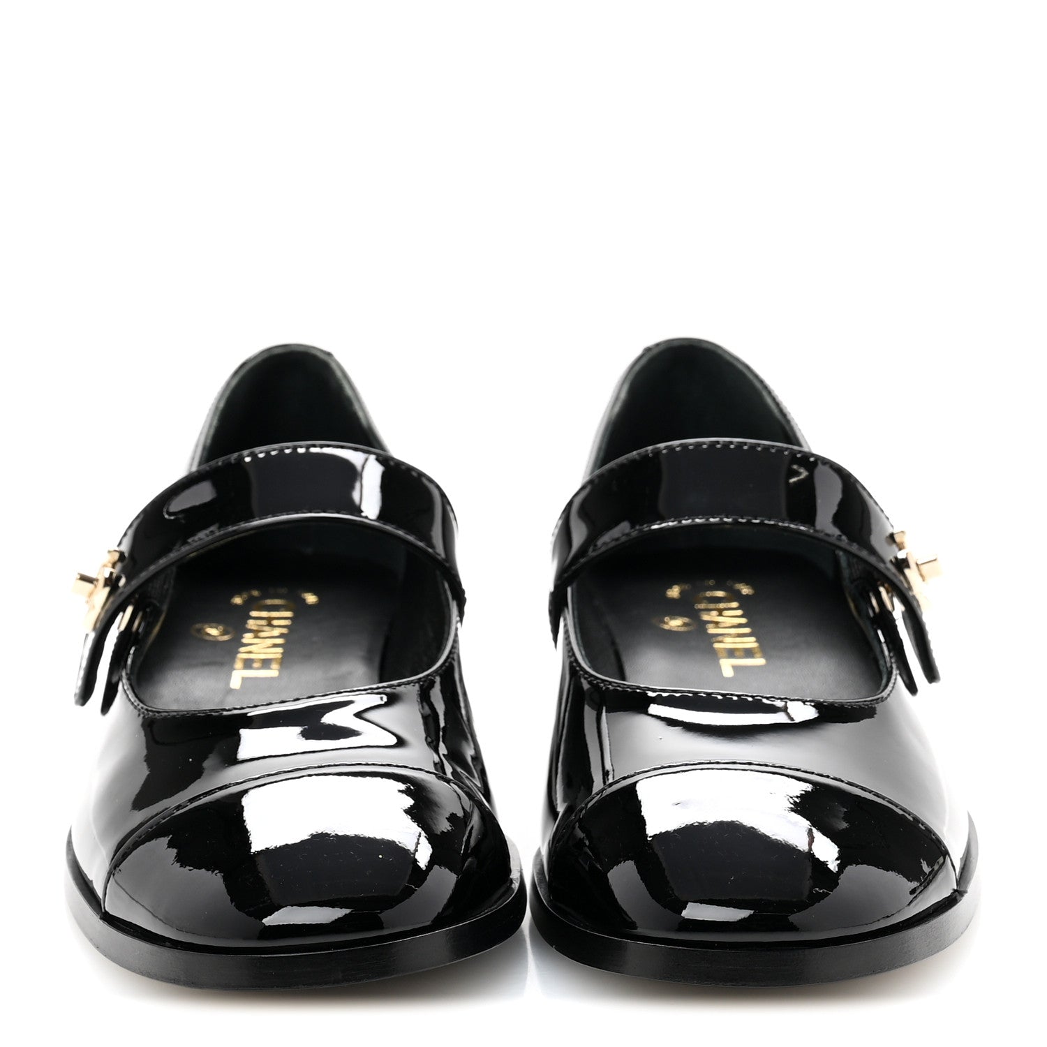 Chanel Patent Calfskin Mary Janes Flats 37.5 Black 1738938