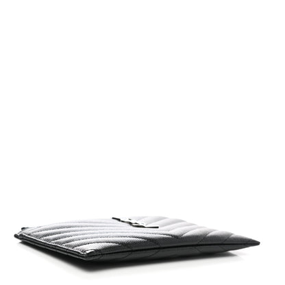 Saint Laurent Grain De Poudre Chevron Monogram Bill Pouch Black 4 of 8