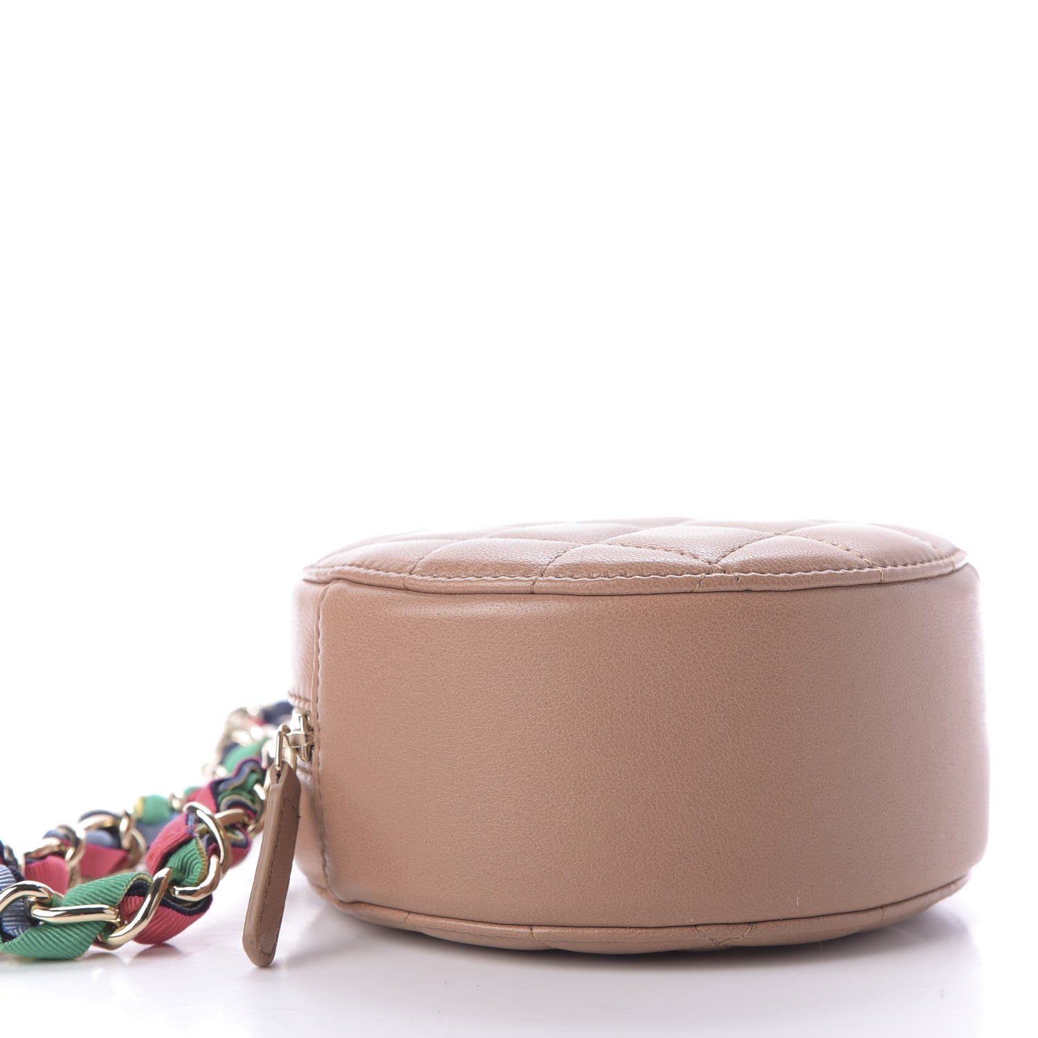 Chanel Shiny Lambskin Ribbon Quilted Round Clutch With Chain Brown 4 of 10