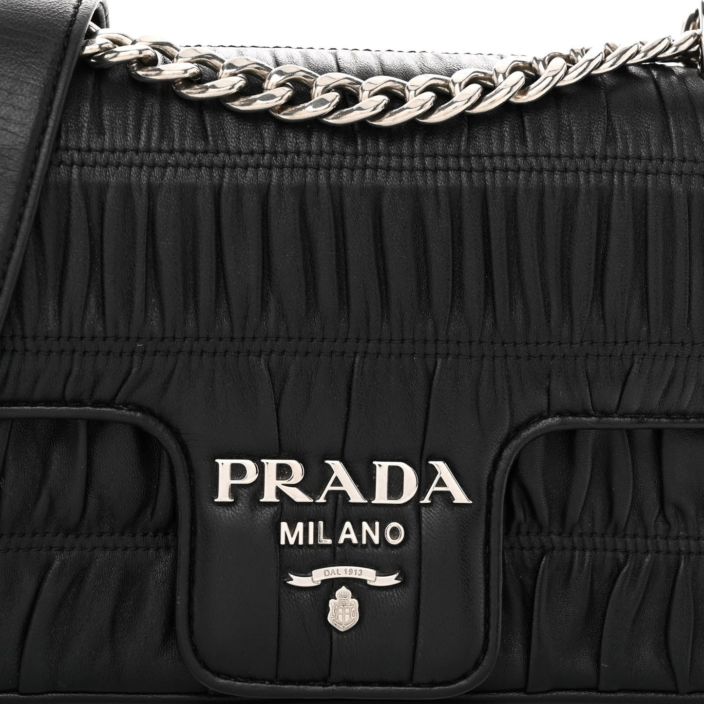 Nappa Gaufre Small Chain Flap Shoulder Bag Black