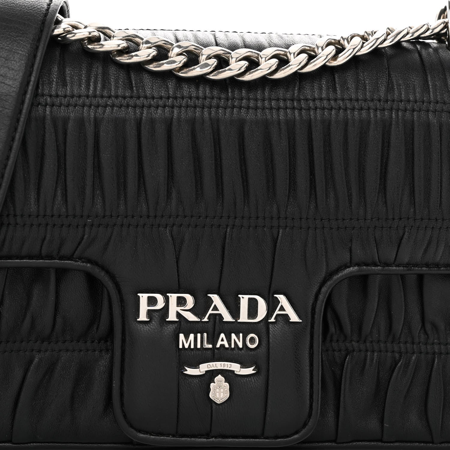 Prada Nappa Gaufre Small Chain Flap Shoulder Bag Black 7 of 9