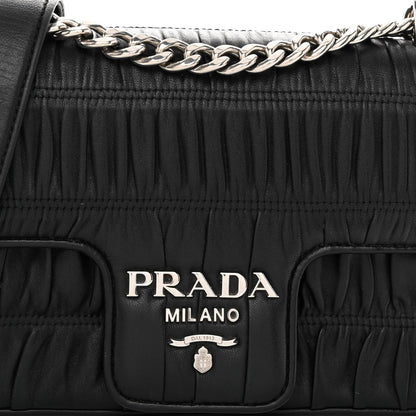 Prada Nappa Gaufre Small Chain Flap Shoulder Bag Black 7 of 9