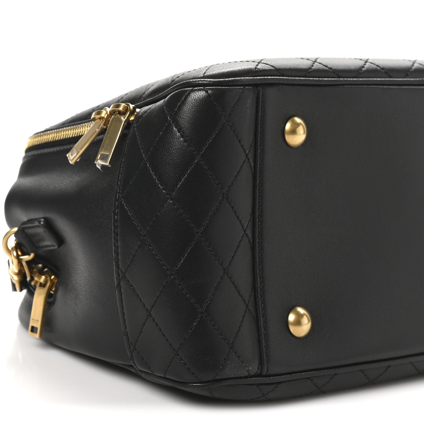 Lambskin Lyia Quilted Duffle Bag Black