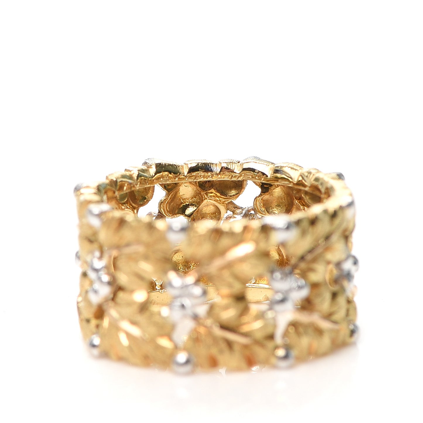 18K Yellow White Gold Leaf Band Ring 52 6