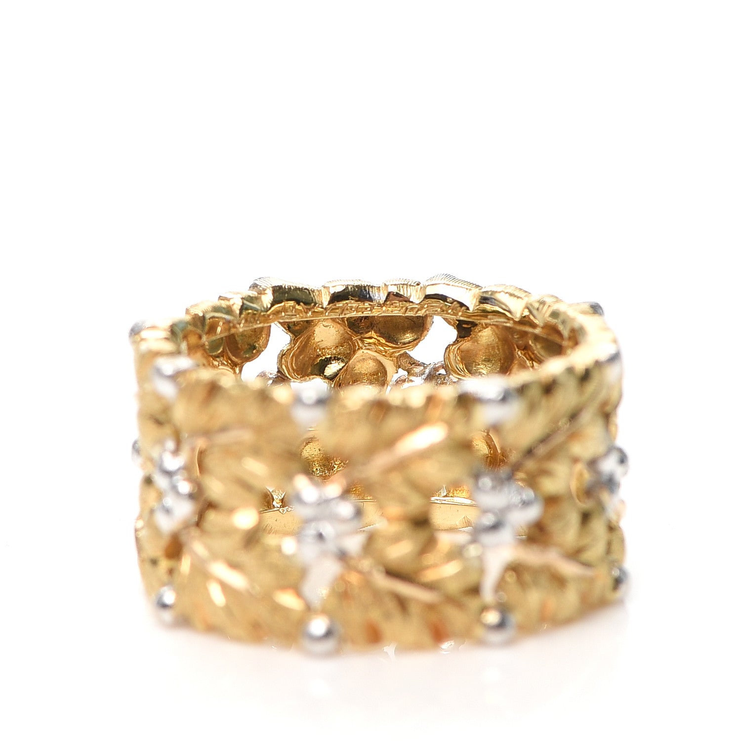 Buccellati 18K Yellow White Gold Leaf Band Ring 52 6 4 of 4