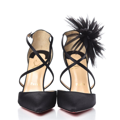 Christian Louboutin Crepe Satin Gela Davis 100 Pumps 36.5 Black 2 of 8