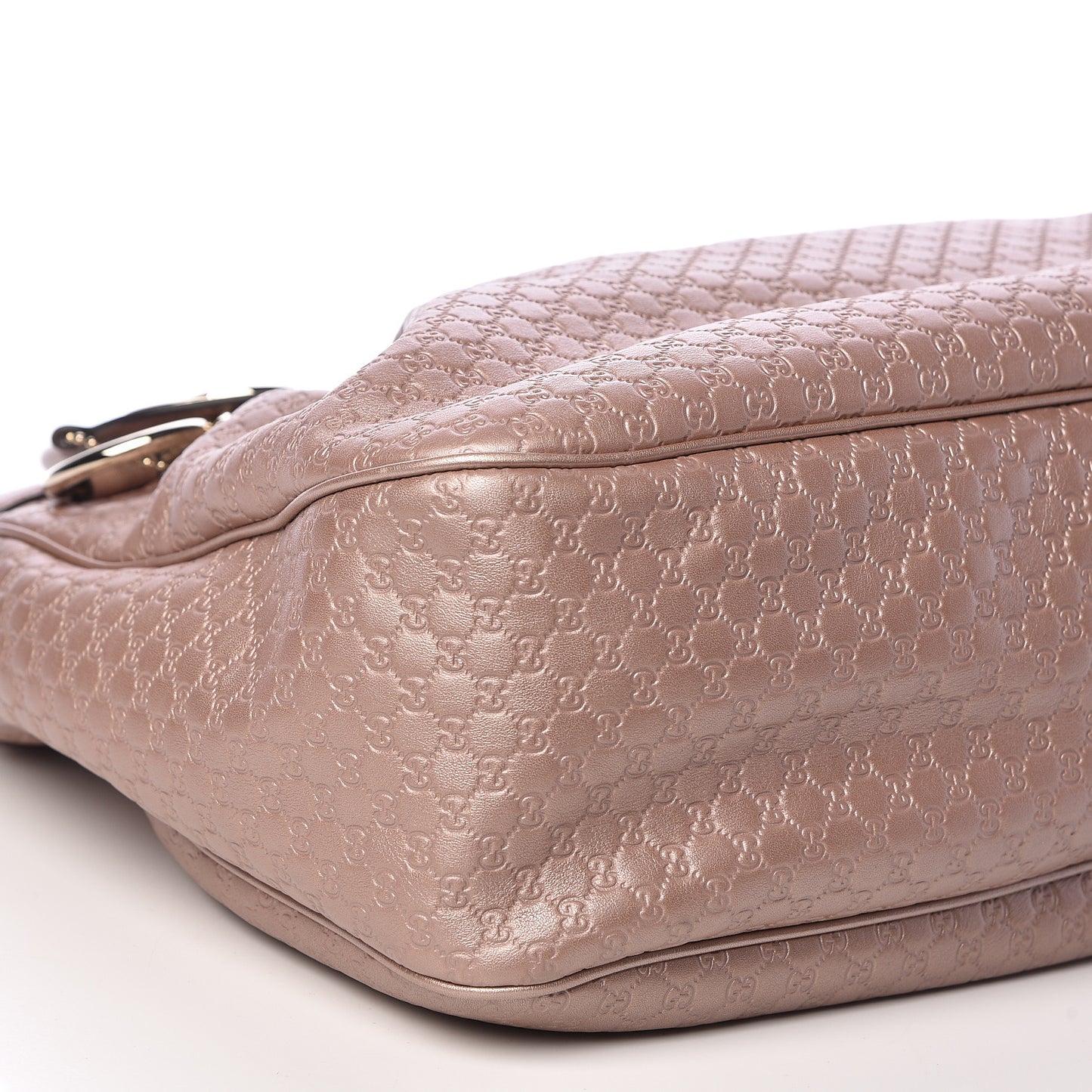 Metallic Microguccissima Medium Sukey Top Handle Tote Light Pink