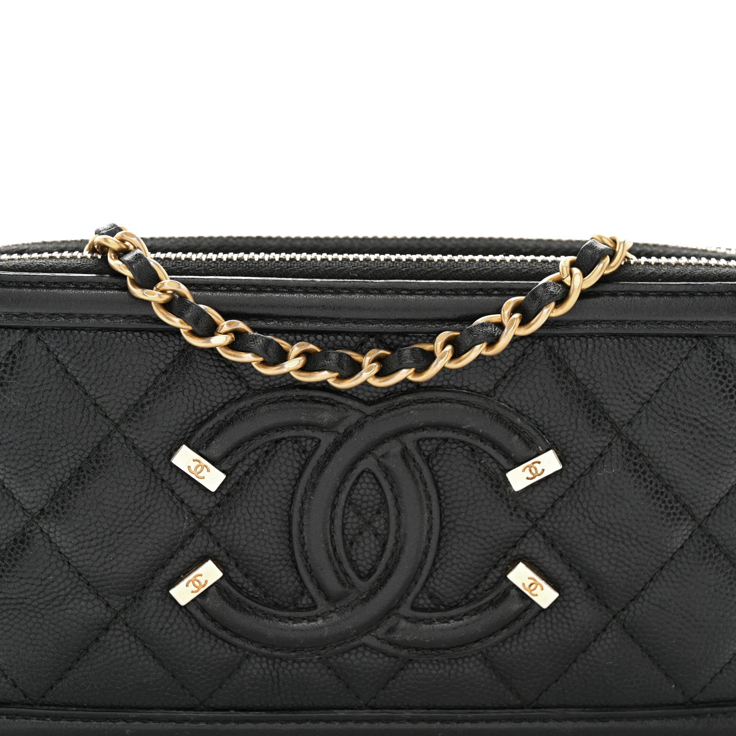 Chanel Caviar Quilted CC Filigree Clutch With Chain Black 11 of 13