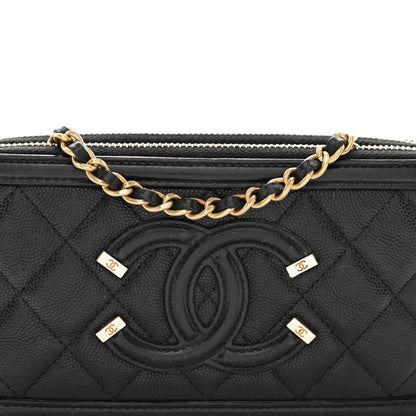 Chanel Caviar Quilted CC Filigree Clutch With Chain Black 11 of 13