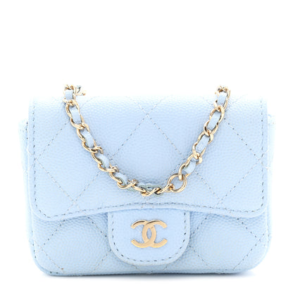 Chanel Caviar Quilted Flap Chain Waist Bag Light Blue 9 of 11