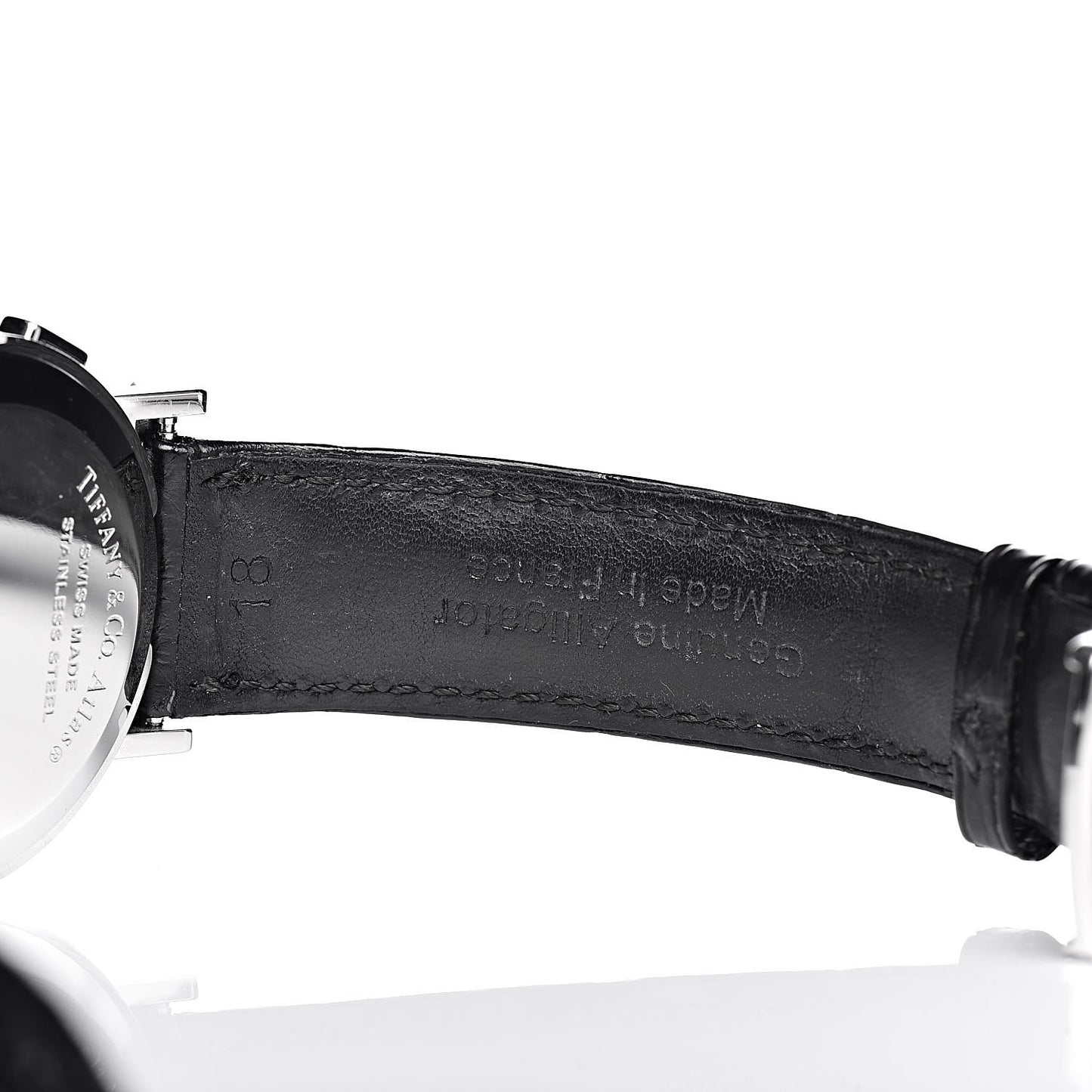 Stainless Steel Alligator Diamond 35mm Atlas Chronograph Quartz Watch Black