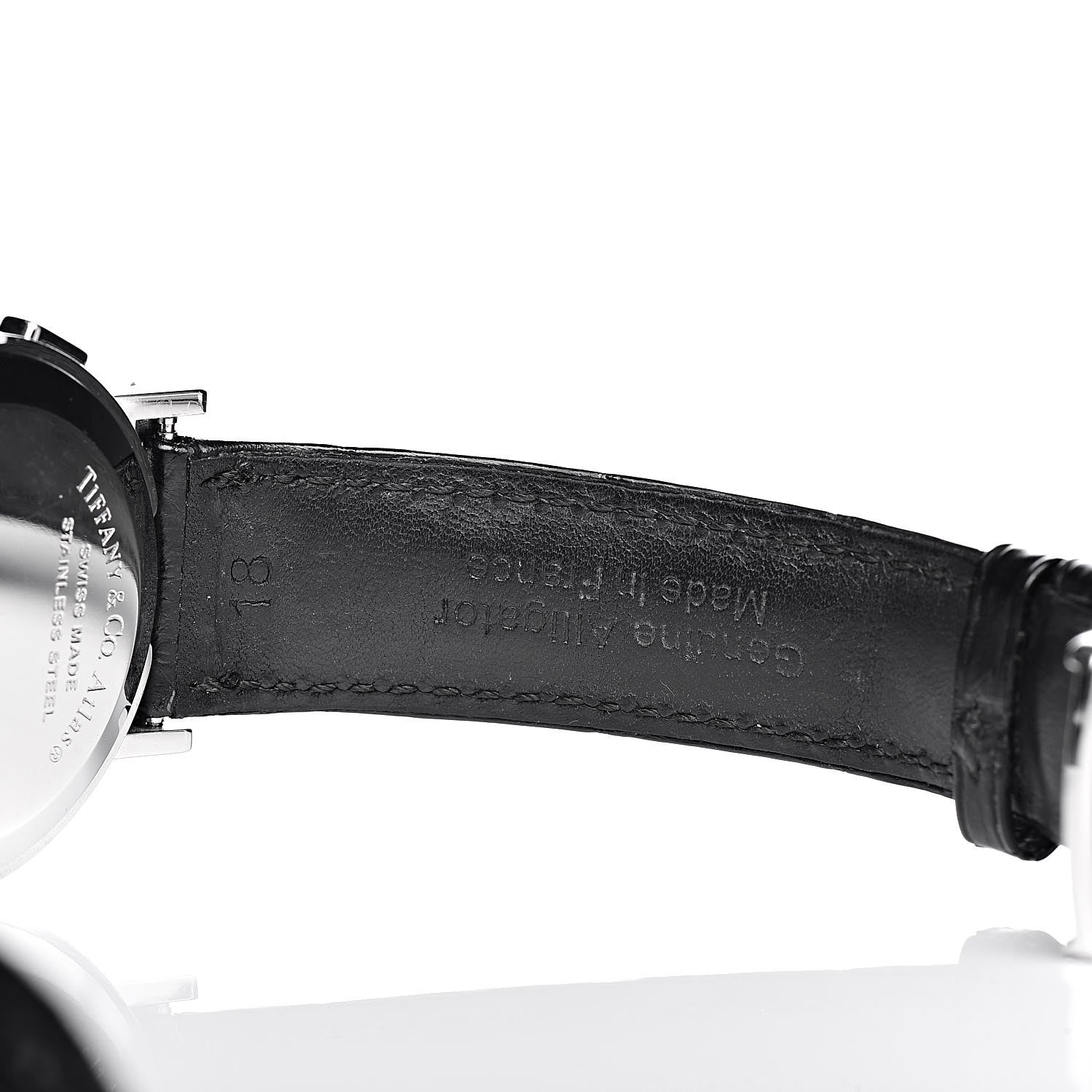 Tiffany Stainless Steel Alligator Diamond 35mm Atlas Chronograph Quartz Watch Black 7 of 10