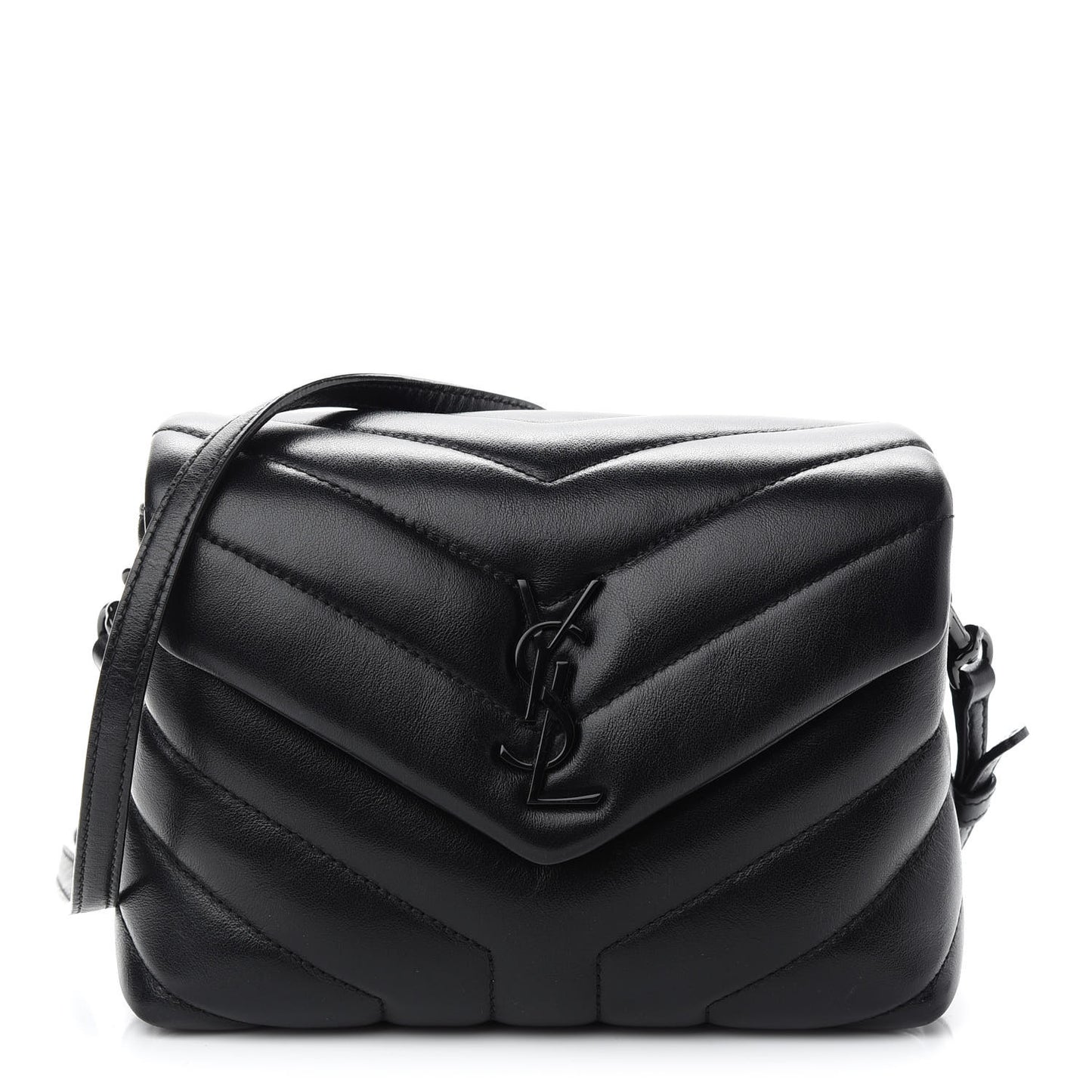 Calfskin Y Quilted Monogram Toy Loulou Crossbody Bag Black